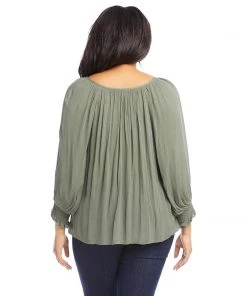 Karen Kane Plus Size Button-Up Peasant Top