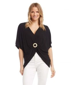 Karen Kane Rattan Buckle Twist Top