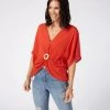 Karen Kane Clothing Rattan Buckle Twist Top