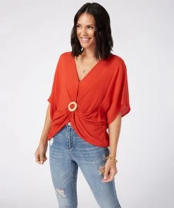 Karen Kane Clothing Rattan Buckle Twist Top