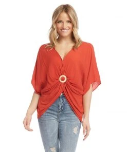 Karen Kane Clothing Rattan Buckle Twist Top