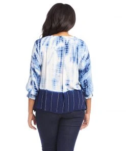 Karen Kane Plus Size Button Up Peasant Top