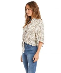 Karen Kane Petite Size Relaxed Tie Front Shirt