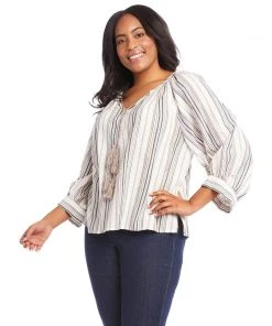 Karen Kane New Arrivals Plus Size Peasant Top