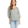 Karen Kane Petite Size Eyelet Peasant Top