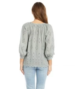 Karen Kane Petite Size Eyelet Peasant Top
