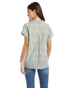 Karen Kane Extended Sleeve Eyelet Top