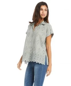 Karen Kane Extended Sleeve Eyelet Top