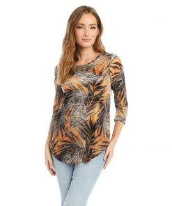 Karen Kane Petite Size Tie Dye Burnout Shirttail Top
