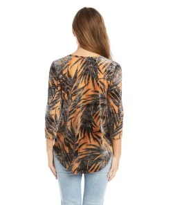 Karen Kane Petite Size Tie Dye Burnout Shirttail Top