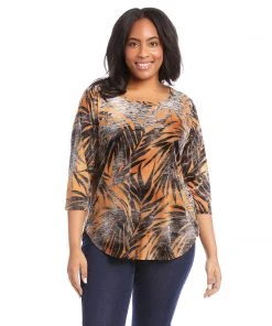Karen Kane Plus Size Tie Dye Burnout Shirttail Top