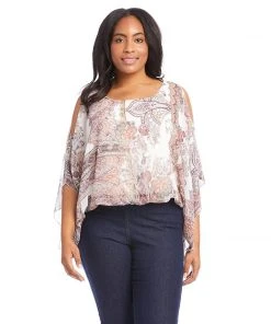 Karen Kane Plus Size Cold Shoulder Scarf Top