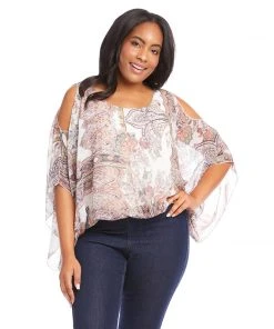 Karen Kane Plus Size Cold Shoulder Scarf Top
