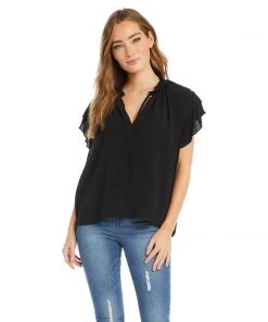 Karen Kane Clothing Flutter Sleeve Ruffle Top