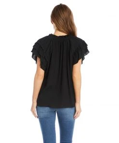 Karen Kane Clothing Flutter Sleeve Ruffle Top