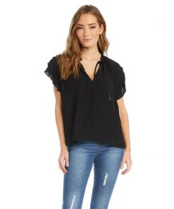 Karen Kane Clothing Flutter Sleeve Ruffle Top