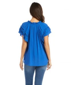 Karen Kane Flutter Sleeve Ruffle Top