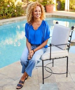 Karen Kane Clothing Short Sleeve Ruffle Tie-Neck