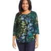 Karen Kane Plus Size Tie-Dye Burnout Shirttail Top
