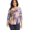 Karen Kane Plus Size Tie-Dye Burnout Shirttail Top