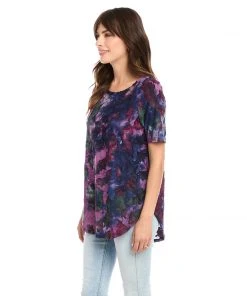 Karen Kane Petite Size Short Sleeve Shirttail Top