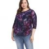 Karen Kane Plus Size Tie-Dye Burnout Shirttail Top