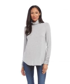 Karen Kane Shirred Sleeve Turtleneck Top
